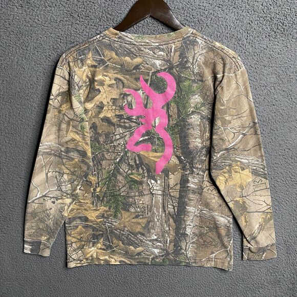 Browning Wasatch Long Sleeve Camouflage Pink Buckmark Mens Medium Camo Core - Picture 1 of 16